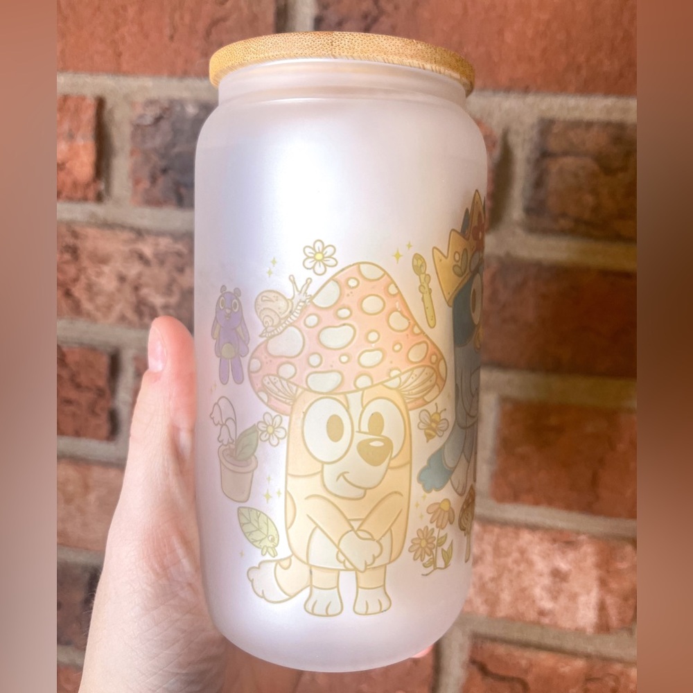 16 oz BLUEY CottageCore libby glass cup